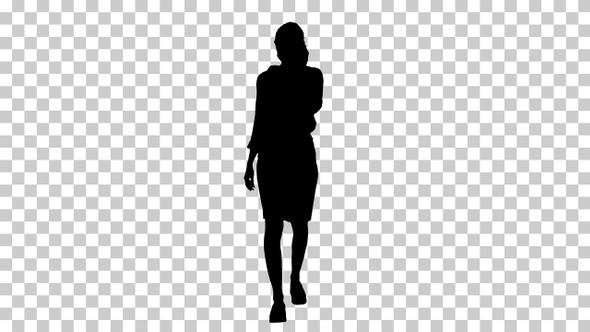 Silhouette woman walking, Alpha Channel