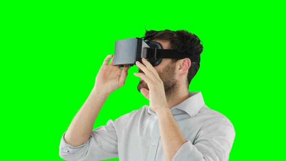 Man using virtual reality headset