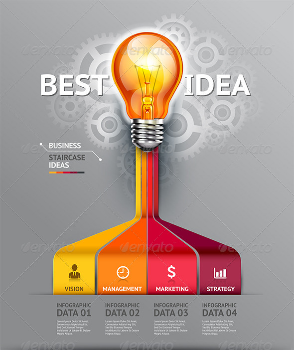Business Lightbulb Infographic Idea Template.