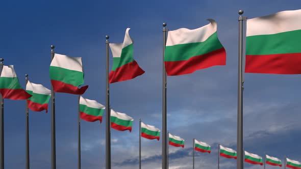 The Bulgaria Flags Waving In The Wind  - 4K