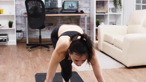 Adult Woman Doing Mountain Climbers Workout