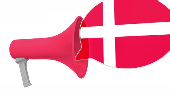 Megaphone and Flag of Denmark on the Speech Balloon