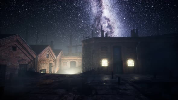 Milky Way Stars Above Abandoned Old Fatory