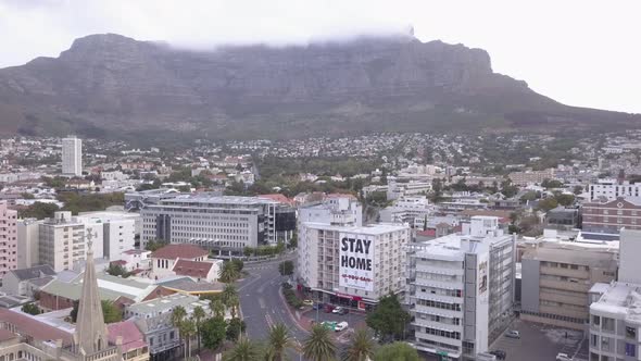 Aerial of empty city streets during Covid lockdown