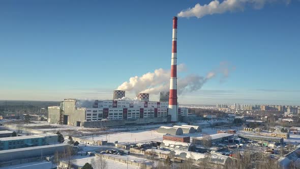 Aerial Camera Removes Over Heating Plant Covered with Snow