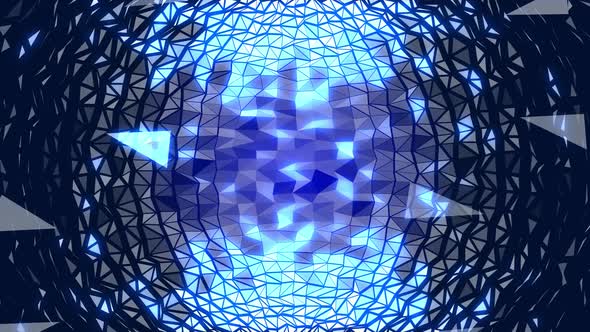 4K Abstract Blue Sphere Plexus Digital Polygon Background Seamless Loop