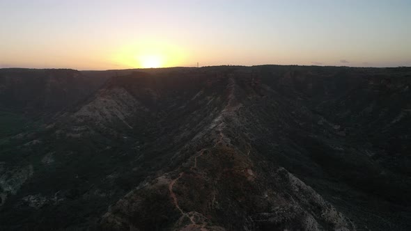 Sunset at Charles Knife Canyon, Cape Range National Park, Exmouth, Western Australia 4K Aerial Drone