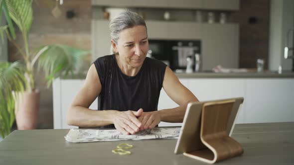 4K Video Woman at Home Working on Diy Mask During Covid-19 Curfew