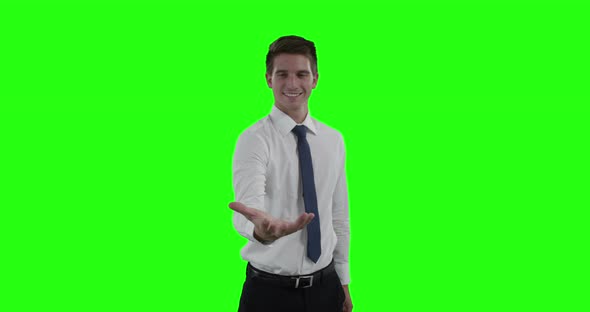 Businessman pretending to be hold invisible object