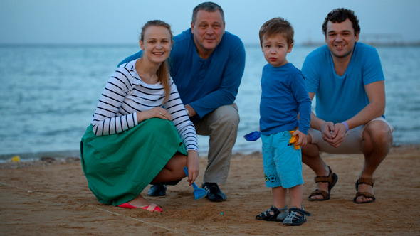 Happy Family at the Seaside
