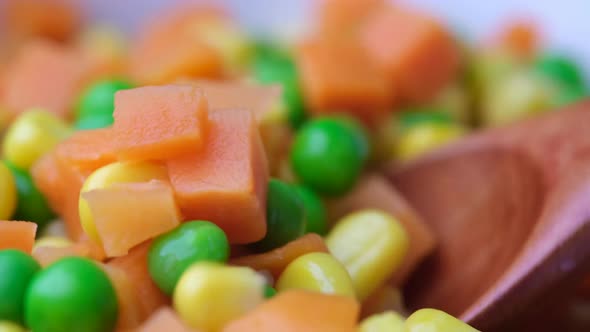 Close Up of Corn Carrot and Beans in a Bowl