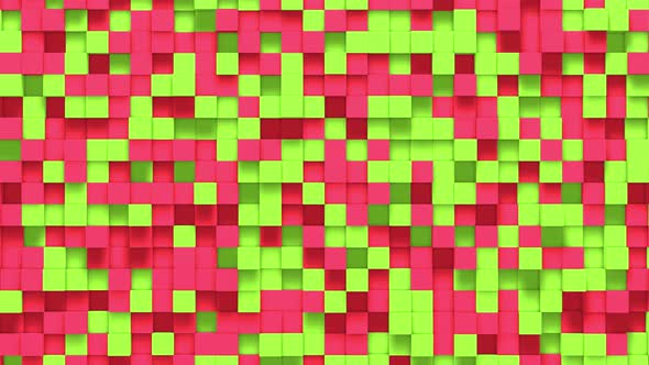Pink green small box cube random geometric background