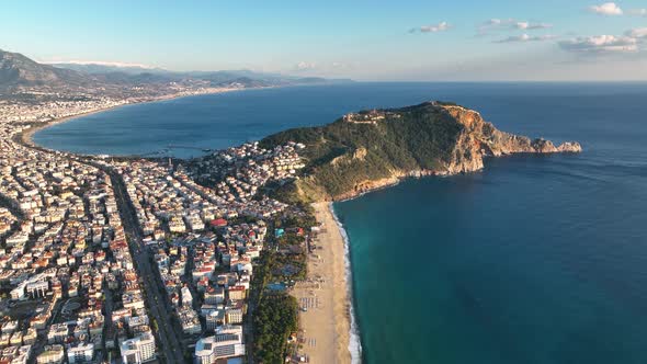 View of the city of Alanya aerial view 4 K