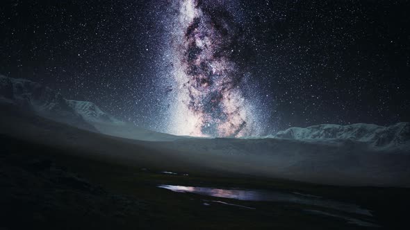 Camera Follow the Milky Way Rotate in Mountains alt
