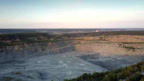 Grey Large Quarry with Special Mining Technic Against Town