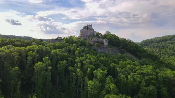 Aerial view of Cabrad Castle near the village of Cabradsky Vrbovok, Slovakia