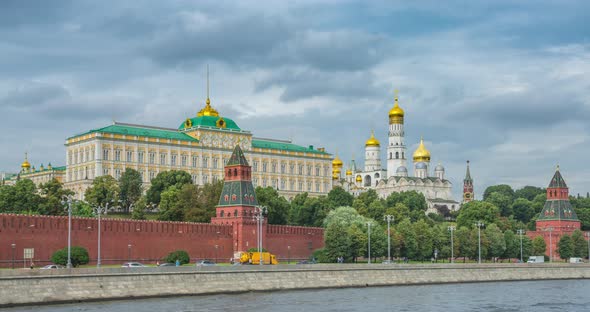 Kremlin, Moscow, Russia. Official Classic view. Best view of the Kremlin from Moscow River embankmen