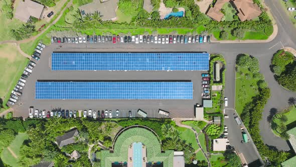 Vehicles at Green Energy Concept Tropical Island Resort Hotel Parking Lot