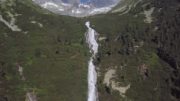 Aerial View of Schrammach Waterfall in Titorl, Austria