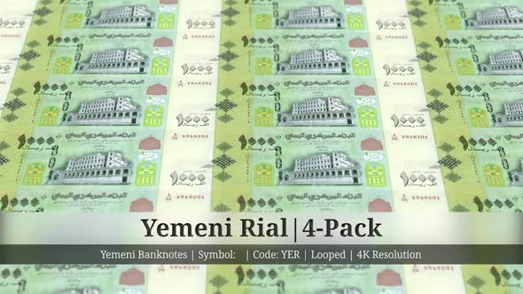 Yemeni Rial | Yemen Currency - 4 Pack | 4K Resolution | Looped