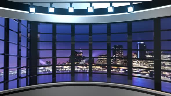 Virtual Studio Set With Panoramic View Of The City