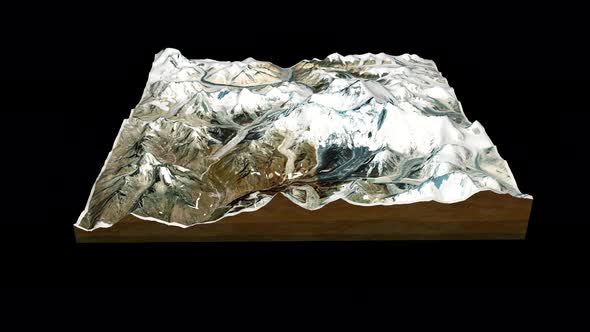 Himalayas terrain map 3D render 360 degrees loop animation