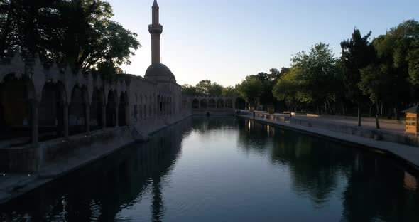 River Mosque And Park Aerial View