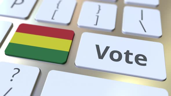VOTE Text and Flag of Bolivia on the Buttons