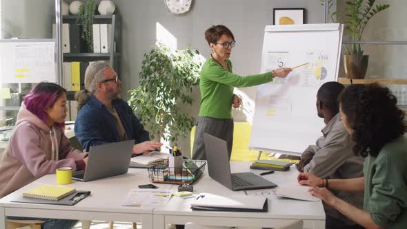 Businesswoman Giving Presentation to Colleagues at Office Meeting