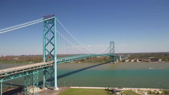 Ambassador Bridge connecting Detroit, Michigan in the United States of America and Windsor, Ontario