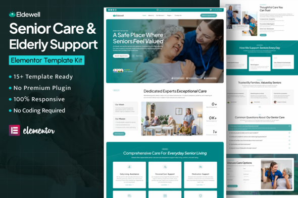 Eldewell – Senior Care & Elderly Support Elementor Template Kit