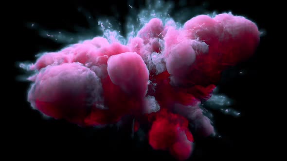 Pink Blue Color Burst - colorful smoke powder explosion fluid ink alpha matte