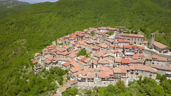 An Aerial Shot of the Mountain Village in Petrello Salto Italy