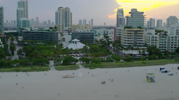 Aerial view of buildings on Miami shore