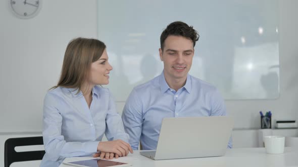 Online Video Chat By Business People, Colleagues on Laptop