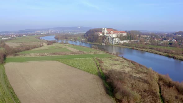 Aerial view of Tyniec Benedictine abbey.