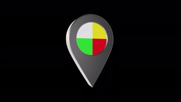 3d Animation Map Navigation Pointer With Flag Of Pilsen (Czech Republic) With Alpha Channel - 4K