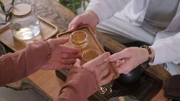 Beautiful Chinese Tea Ceremony with Candle and Decoration