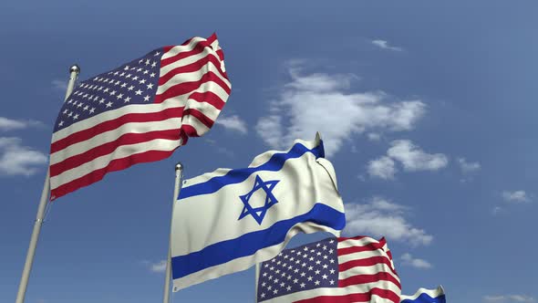 Flags of Israel and the USA at International Meeting
