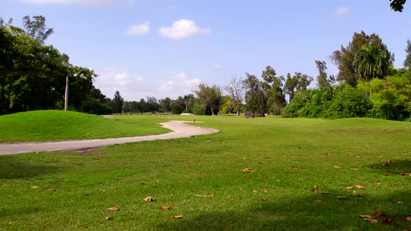 Aerial Motion Footage Golf Course Landscape Color Graded From Log Profile