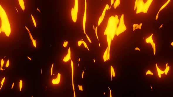 Volcanic Lava Flame And Fire In The Dark.