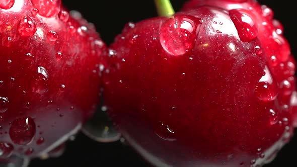 Wet dark red cherry berry