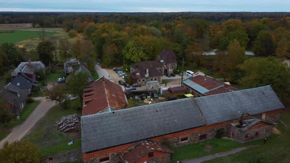 Aerial View of the Krimulda Palace in Gauja National Park Near Sigulda and Turaida, Latvia. Old Mano