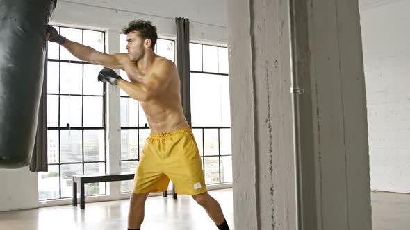 Athletic Male Boxing Slow Motion