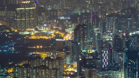 Fei Ngo Shan Kowloon Peak Night Timelapse Hong Kong Cityscape Skyline