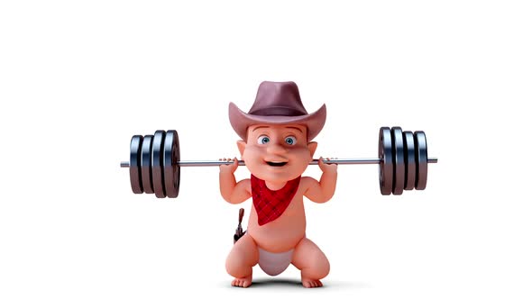 Fun 3D cartoon of a fitness baby