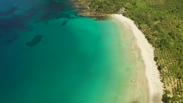 Tropical Beach with White Sand View From Above