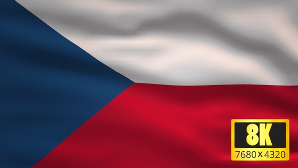 8K Czech Republic Windy Flag Background