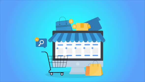 Ecommerce Shopping Animation Video. Online Shopping Concept On Website