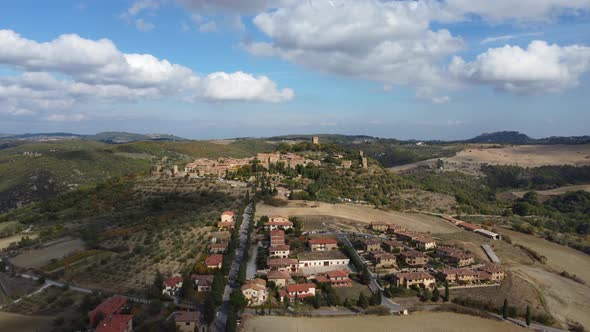 Monticchiello Aerial View in Val d'Orcia, Tuscany